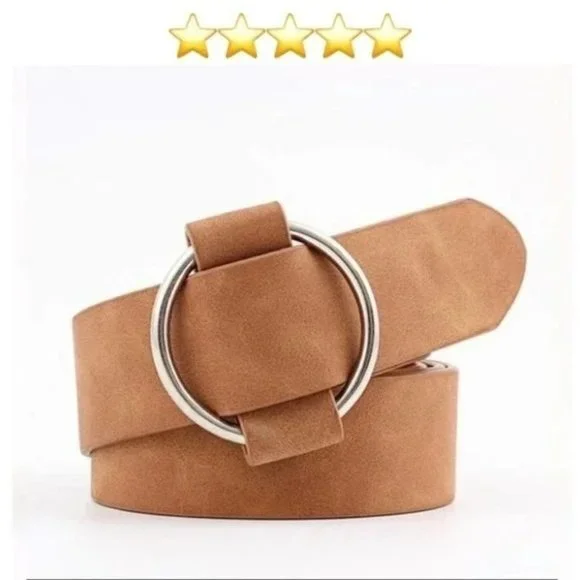 NEW Faux Vegan Leather Belt in Khaki Tan Beige - Picture 9 of 12